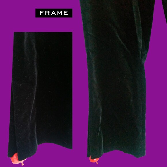 FRAME NEW Old Money Velvet Cropped Slit Flare Leg Pant 10 - Picture 6 of 12